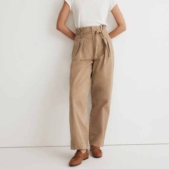 Madewell Pants - Madewell Tan Paperbag Waist Chino Pants
